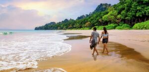 Couple Walking Beach Side Andaman